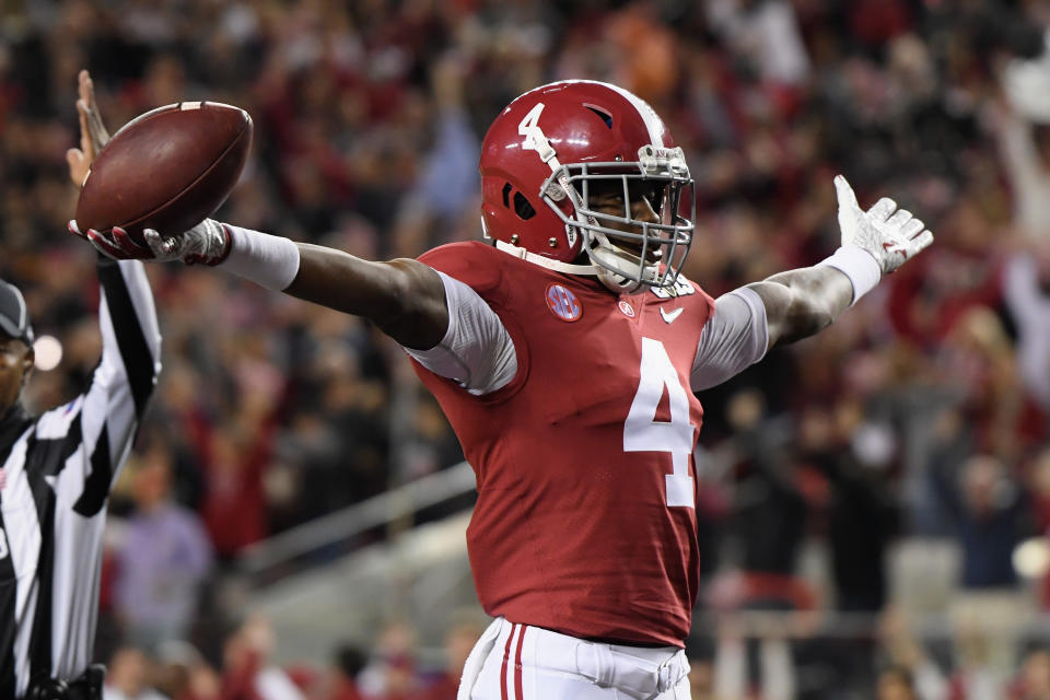 Jerry Jeudy #4 of the Alabama Crimson Tide 