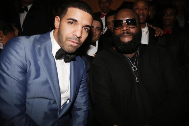 Drake and Rick Ross on friendlier terms in 2013. - Credit: Johnny Nunez/WireImage