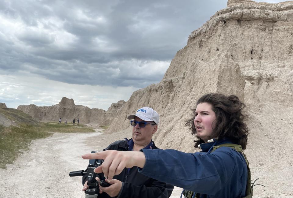 To create the futuristic world of "Galacta Raider" Alexander Eberhage filmed the rugged terrain of the Badlands National Park while on his family's vacation in South Dakota.