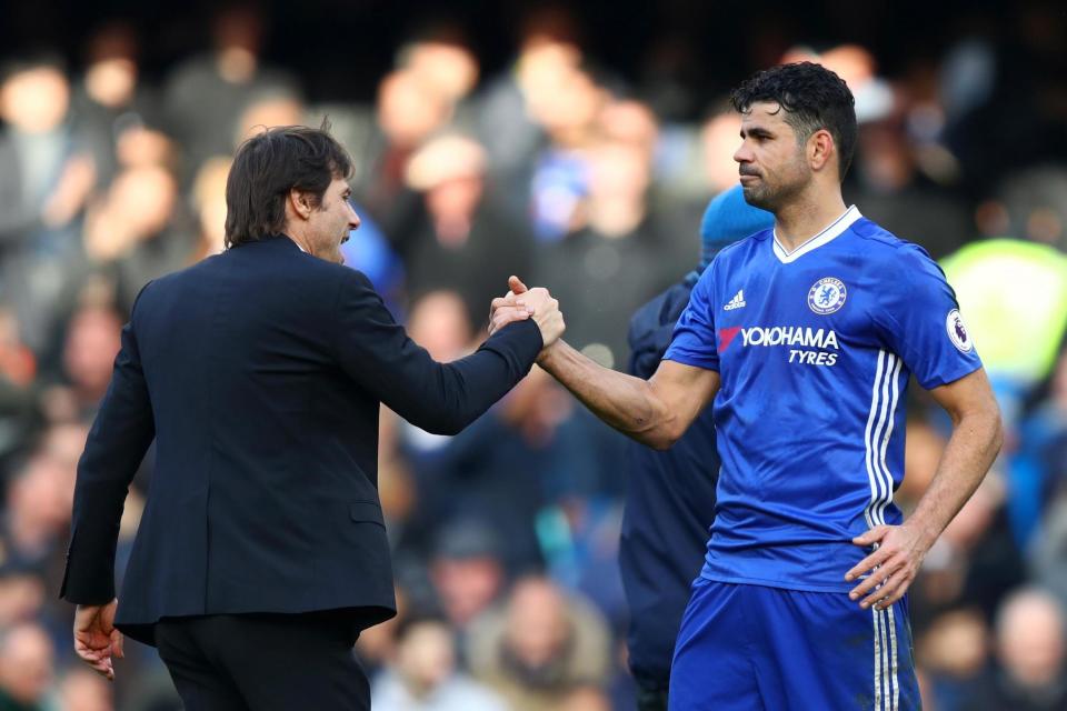 Antonio Conte promises to shake hands with Diego Costa should they meet when Chelsea face Atletico Madrid