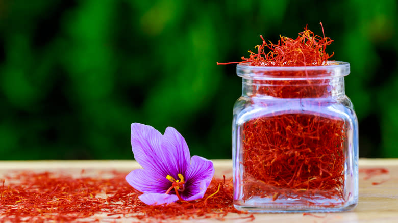 Jar of saffron strands