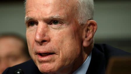 Senate Armed Services Committee Chairman John McCain speaks during the committee's hearing on foreign cyber threats, on Capitol Hill in Washington, U.S., January 5, 2017. REUTERS/Kevin Lamarque