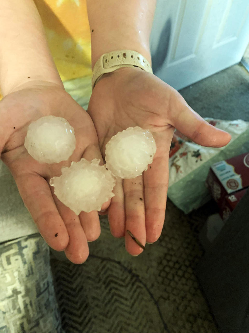 Hail the size of golf balls hit Granbury, Texas. (Canaan Horn)