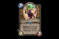 <p>Notice the Jade-looking dragon behind this Dreamer? That's for a reason. This lady is going to love sitting in Jade Golem decks. Thanks to Druid's affinity for the mechanic, she'll almost always turn into a 5/5 for three mana whenever you need that. And when wouldn't you? </p>