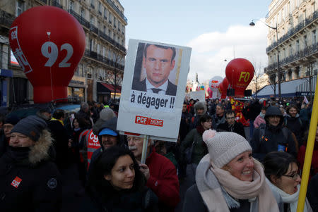 People attend a CGT labour union demonstration to protest against the French government's reforms in Paris, France, December 14, 2018. REUTERS/Gonzalo Fuentes
