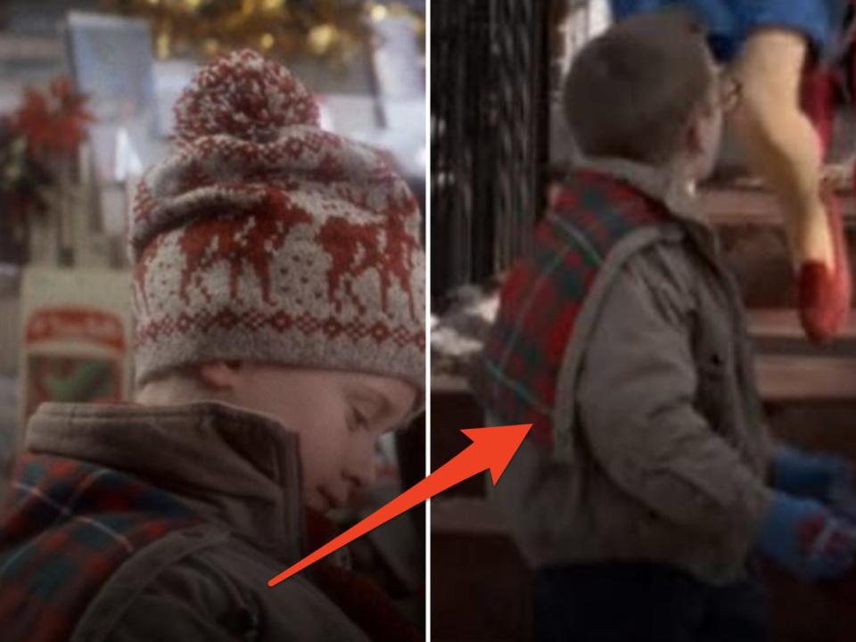 kevin wearing a brown and plaid coat in home alone and fuller wearing the same brown and plaid coat in home alone 2