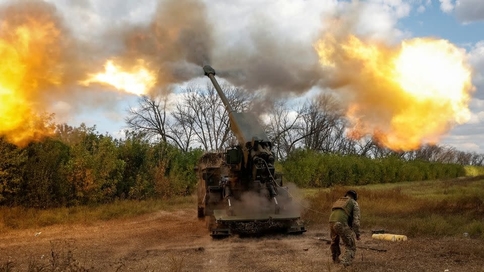 A Ukrainian serviceman fires a 2S22 Bohdana self-propelled howitzer towards Russian troops at a position in the Donetsk region of Ukraine on September 13. - Radio Free Europe/Radio Liberty/Serhii Nuzhnenko/Reuters