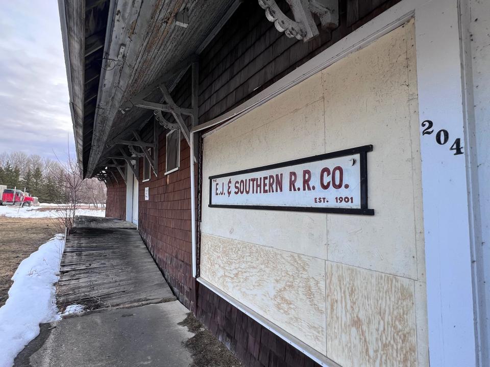 Views of a century-old, 4,200-square-foot train depot along with five acres at 204 Depot St., East Jordan, an Up North city. The property is now for sale. 