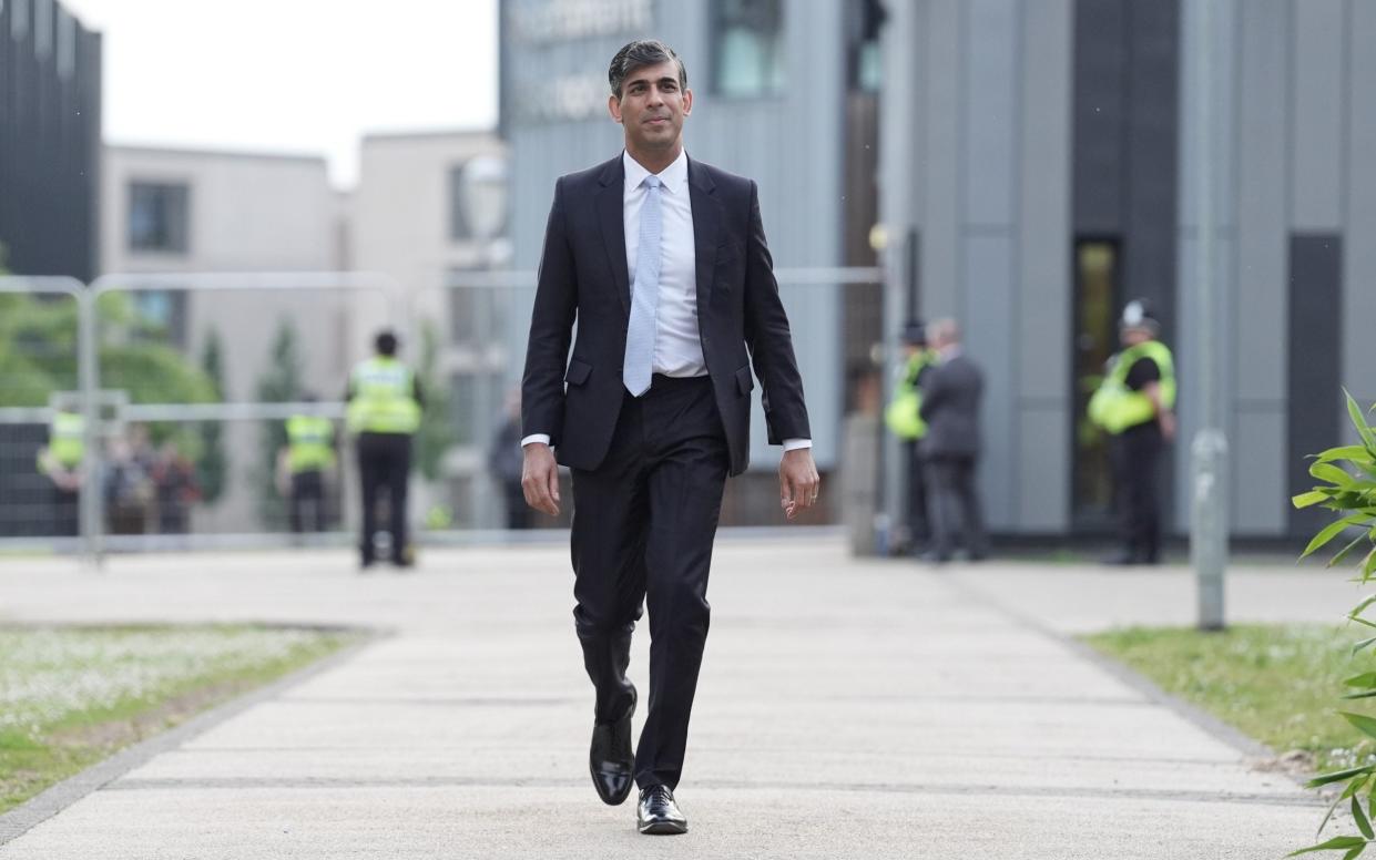 Rishi Sunak arriving at the BBC Question Time Leaders' Special at York University