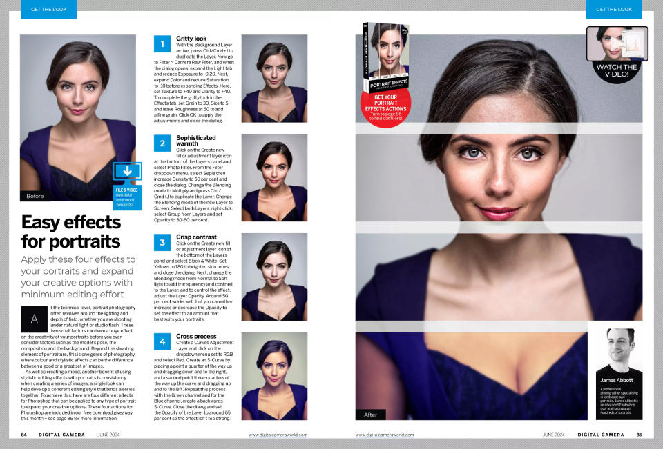 Get the Look editing tutorial, about easy portrait effects in Photoshop 2024, in the June 2024 issue of Digital Camera magazine