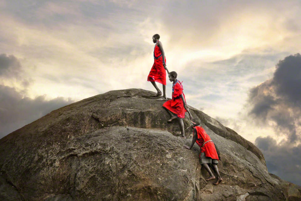 David Laser from Australia captures three Masai people in Kenya (Travel Photographer of the Year)