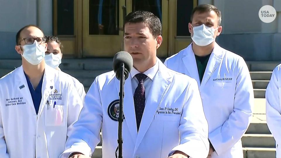 White House physician Sean P. Conley gave an update on President Trump's health from Walter Reed hospital, saying he was "doing very well."