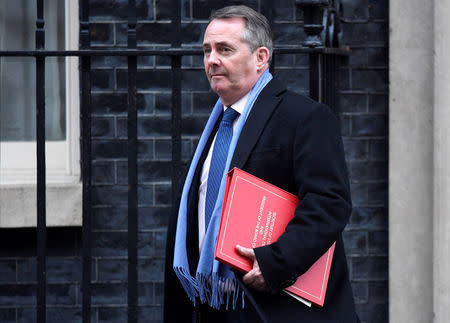 Britain's Secretary of State for International Trade Liam Fox leaves 10 Downing Street in London, January 30, 2018. REUTERS/Toby Melville