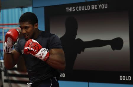 Britain Boxing - Anthony Joshua Media Session - English Institute of Sport, Sheffield - 19/4/17 Anthony Joshua during the media session Action Images via Reuters / Lee Smith Livepic