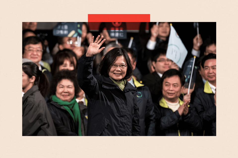 Tsai Ing-wen celebrates after winning Taiwan's 2016 presidential election