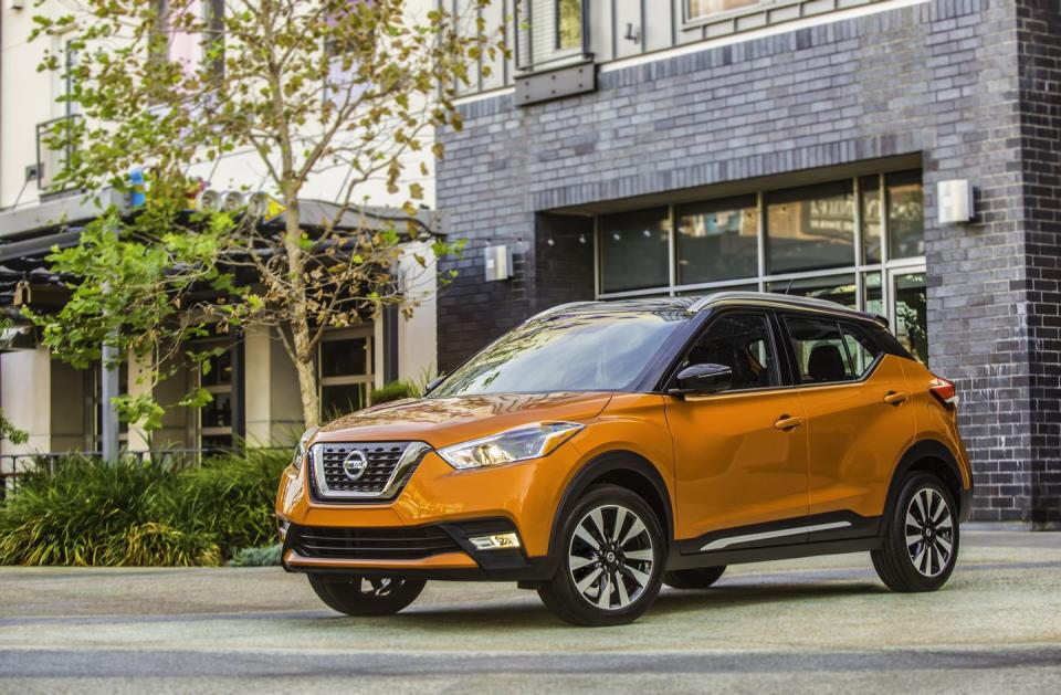 <p>Nissan assigns no changes to <a rel="nofollow noopener" href="https://www.caranddriver.com/nissan/kicks" target="_blank" data-ylk="slk:the Kicks;elm:context_link;itc:0;sec:content-canvas" class="link ">the Kicks</a> for 2019. New last year, this subcompact crossover replaced the now-defunct Juke and jockeys for a more mainstream appeal than its odd-looking predecessor. A resounding value, the affordably priced and well-equipped Kicks backs up its purchase price with further savings down the road thanks to its 33 mpg combined rating from EPA. Nissan achieves that figure by nailing the basics: The Kicks is lightweight, available only with front-wheel drive, and powered by a 1.6-liter, 125-horsepower engine hitched to a reasonably responsive continuously variable automatic transmission (CVT).</p>