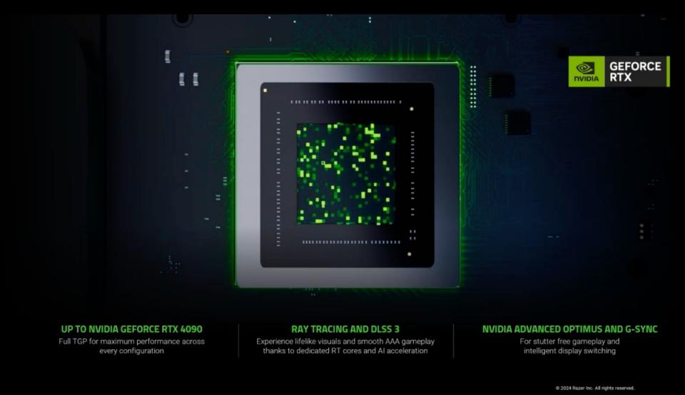 ▲採用NVIDIA GeForce RTX 4090，支援即時光影追跡與DLSS 3去邊緣鋸齒功能，另外也支援G-Sync技術與NVIDIA Advanced Optimus技術