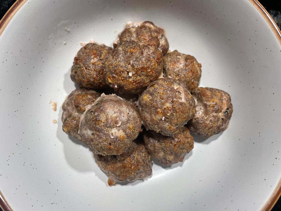 meatballs in a ceramic bowl