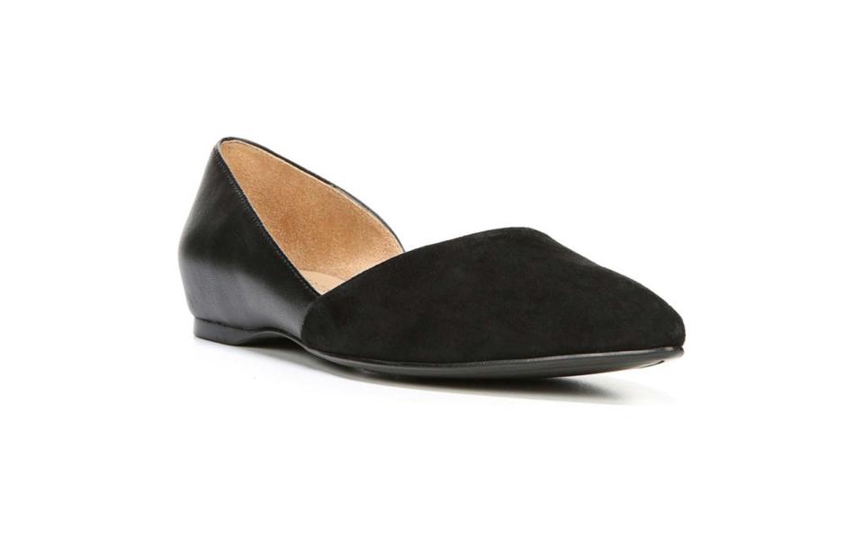 Naturalizer Samantha Half d’Orsay Flat in Black Leather