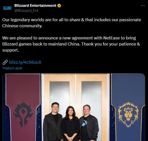 Blizzard y NetEase volverán a trabajar juntos en China