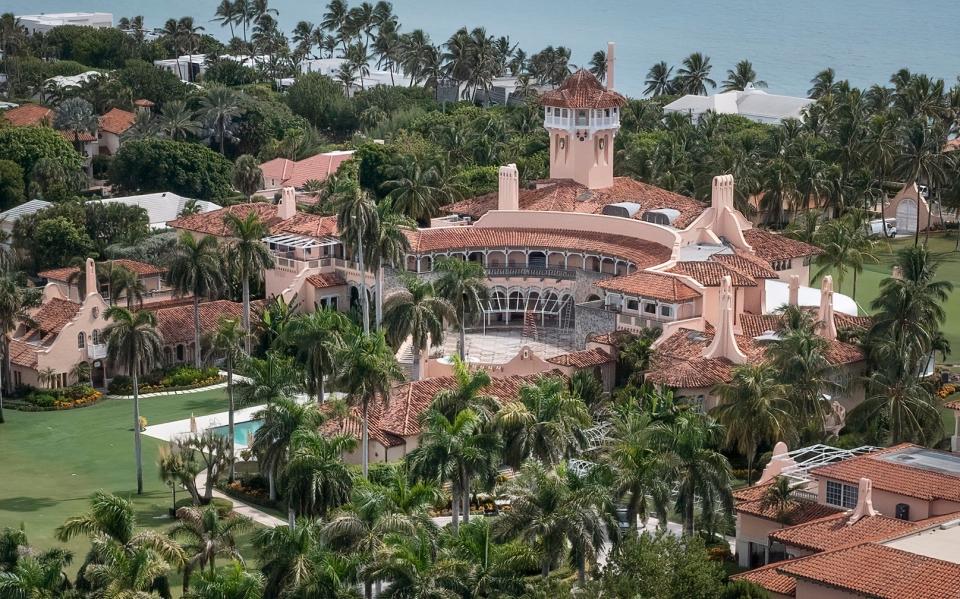 Former President Donald Trump's Mar-a-Lago estate in Palm Beach. The Justice Department released a partially blacked-out document explaining the justification for an FBI search of the estate for classified documents earlier this month.