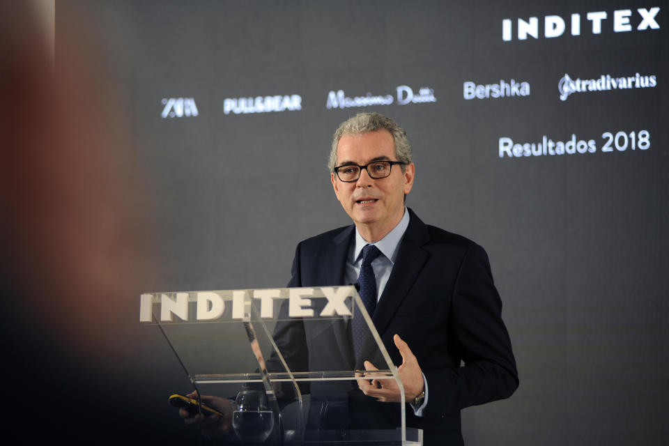 LA CORUÑA, SPAIN - MARCH 13: The president of Inditex, Pablo Isla, is seen during the presentation of the results of the group on March 13, 2019 in La Coruña, Spain. (Photo by M. Dylan/Europa Press via Getty Images)