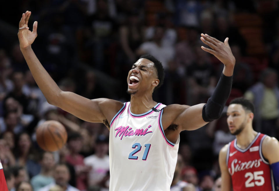 Hassan Whiteside’s minutes have dropped this season. (AP)