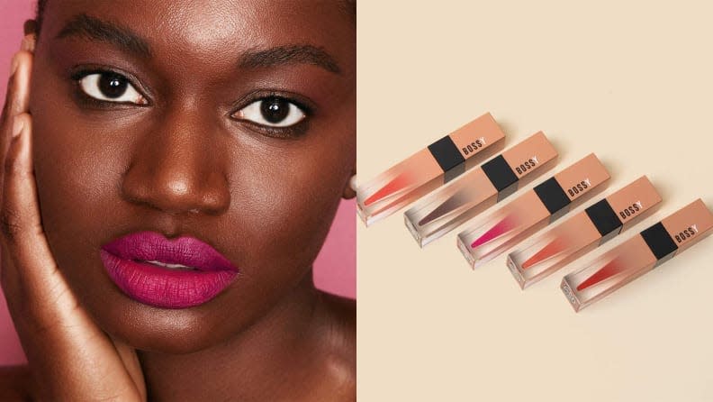 Credit:                      Bossy Cosmetics                                             Play up your look with the Power Woman Essentials Liquid Lipsticks from Bossy Cosmetics.