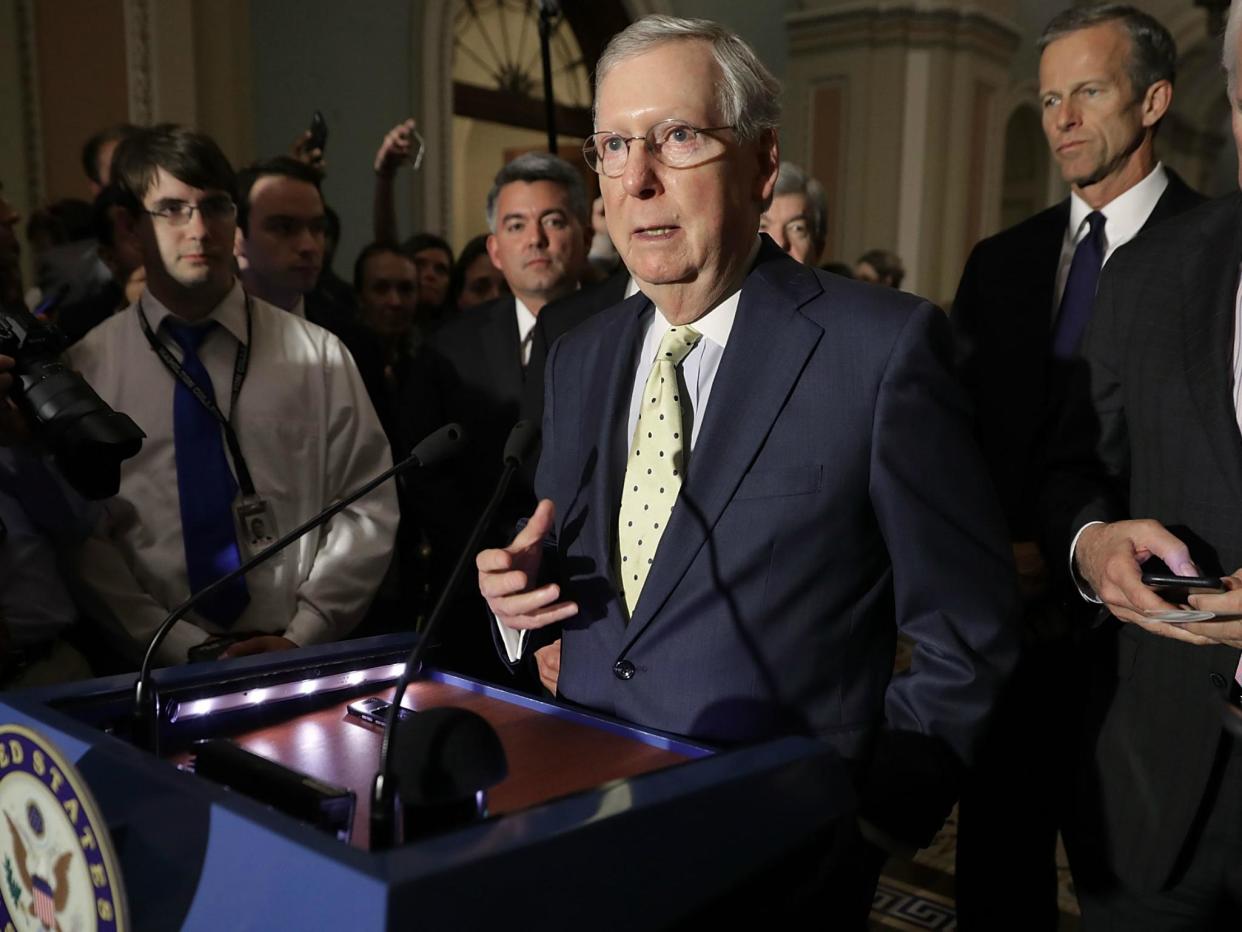 Senate Majority Leader Mitch McConnell kept the draft Obamacare replacement bill secret until one week before a planned vote: Chip Somodevilla/Getty Images