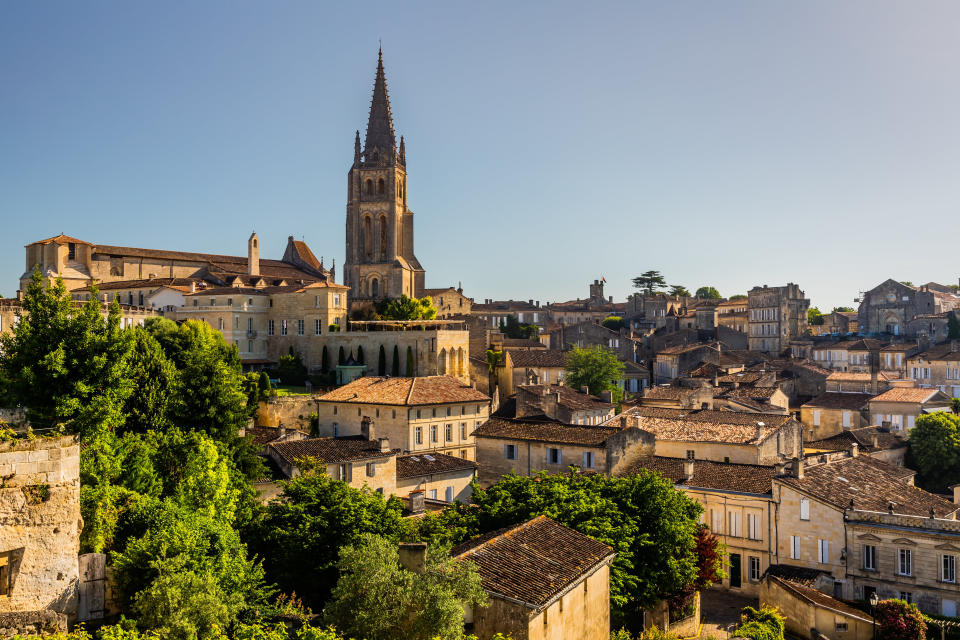 Large view on Saint Emilion. Saint-Emilion is one of the principal red wine areas of Bordeaux, the wines of Saint-Emilion are respected all over the planet.