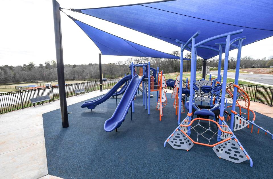 A new community playground, where there is scheduled a ribbon cutting 10 am on April 1 at Dolly Cooper Park in Powdersville, S.C.
