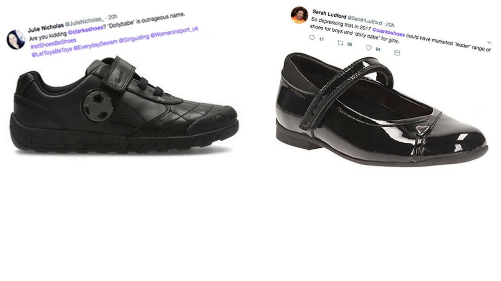 Clarks slammed for ‘sexist’ school footwear. (Photo: Clarks/Twitter)