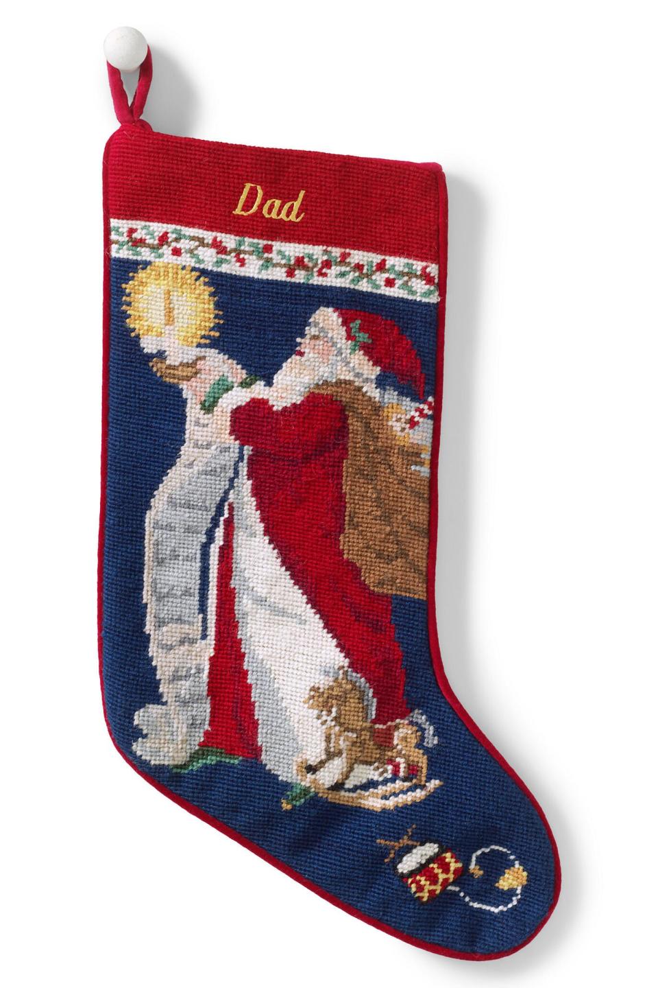 Traditional Santa Needlepoint Christmas Stocking