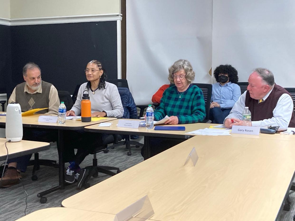 Members of the Worcester Board of Health ―  from left, Leopoldo Negron Cruz, Chareese Allen, interim chairwoman Frances Anthes and Gary Rosen ― voted unanimously to approve a safe injection site pilot.