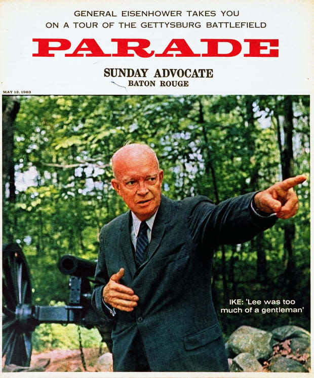 <p>Two years after he left the White House, Dwight D. Eisenhower showed <em>Parade</em> around the Gettysburg Battlefield in our May 12, 1963, issue.</p>