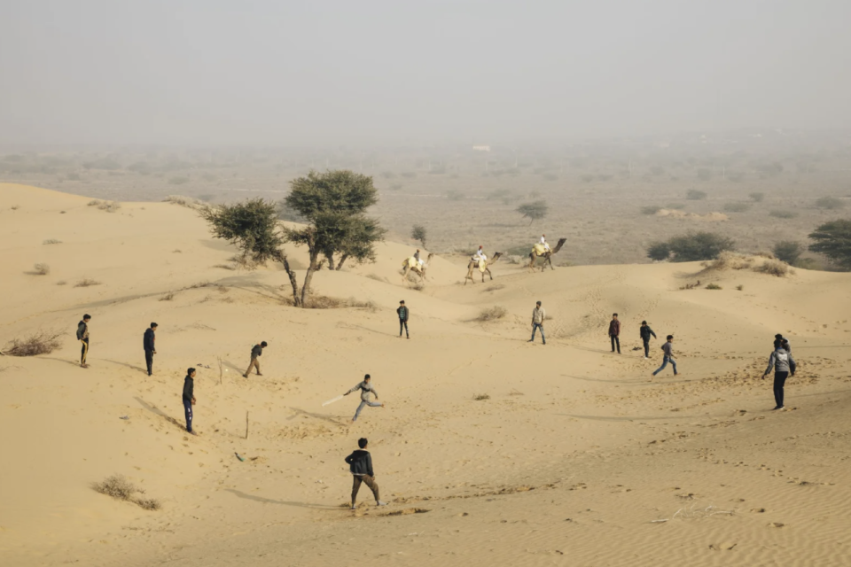 Steve Waugh's winning image for the Wisden Photo of the Year, which captured Indian youths playing cricket in the desert town of Osian. Picture: Steve Waugh/The Spirit of Cricket - India/AFP