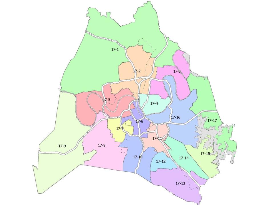 A draft map shows Davidson County split into 17 districts.