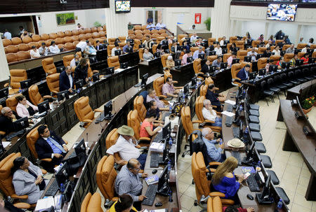 A general view shows deputies during a parliamentary session on the approval of a loan of 100 million dollars from Taiwan for budget support, in the Nicaraguan parliament building in Managua, Nicaragua February 19, 2019. REUTERS/Oswaldo Rivas