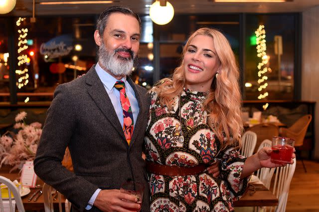 <p>Sasha Haagensen/Getty</p> Marc Silverstein and Busy Philipps attend Create & Cultivate and Mastercard Intimate Dinner at Cafe no se on March 08, 2019 in Austin, Texas.