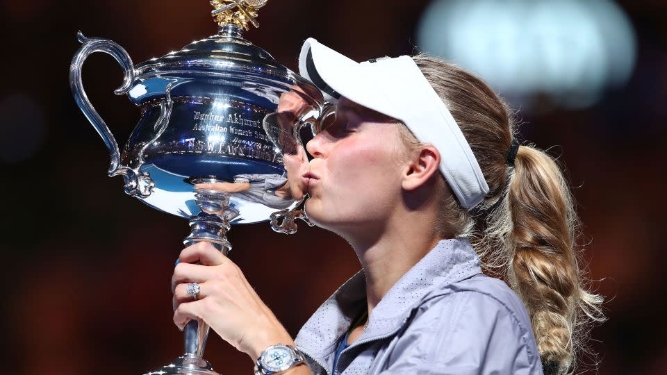 The Danish star celebrates winning the Australian Open in 2018. - Clive Brunskill/Getty Images/FILE