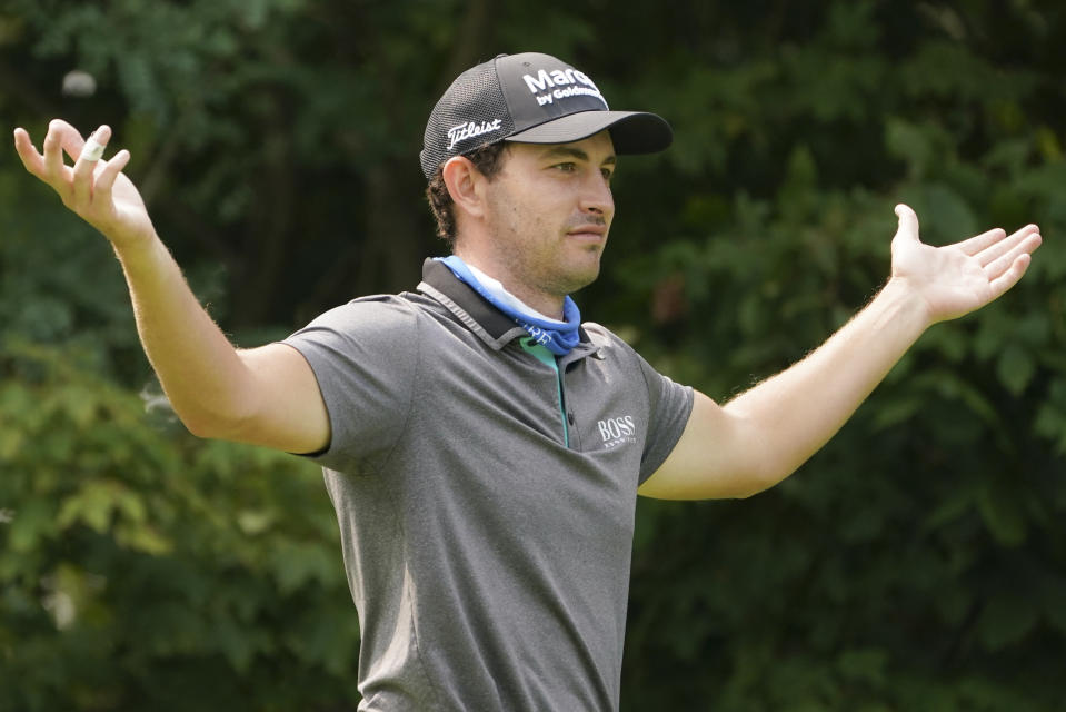 Patrick Cantlay walks the 12th fairway during practice for the U.S. Open Championship golf tournament at Winged Foot Golf Club, Wednesday, Sept. 16, 2020, in Mamaroneck, N.Y. (AP Photo/John Minchillo)