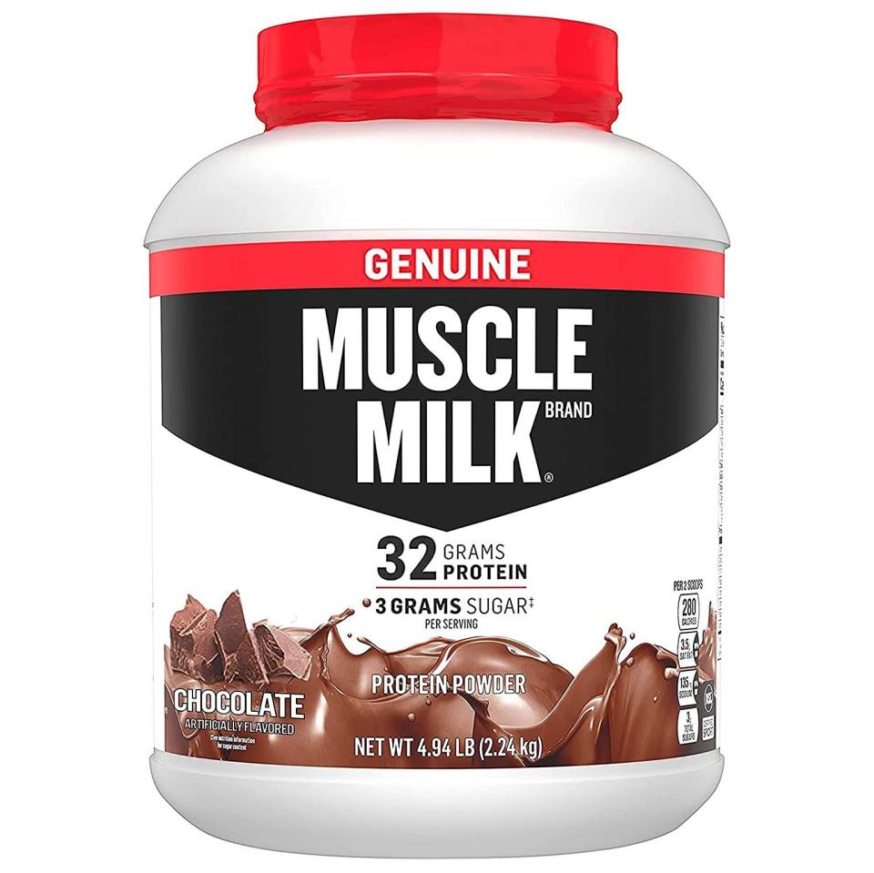 <p>Muscle Milk Protein Powder</p><p>amazon.com</p><p>$49.99</p><p><a href="https://www.amazon.com/dp/B002DUD6QU?tag=syn-yahoo-20&ascsubtag=%5Bartid%7C2141.a.20440938%5Bsrc%7Cyahoo-us" rel="nofollow noopener" target="_blank" data-ylk="slk:Shop Now;elm:context_link;itc:0;sec:content-canvas" class="link ">Shop Now</a></p><span class="copyright">Amazon</span>