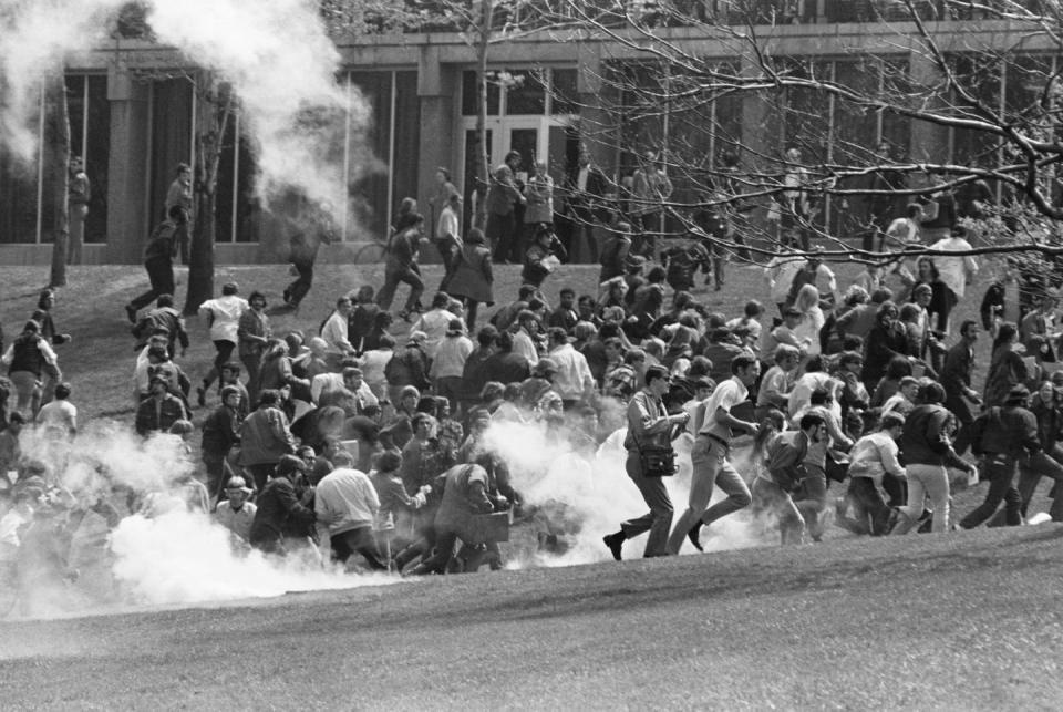 The National Guard moves in on Kent State protesters.