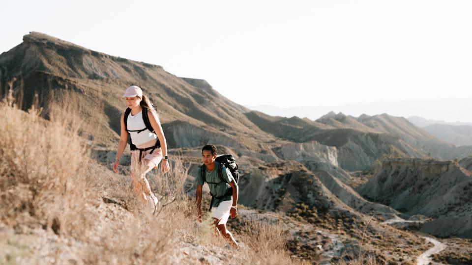 Hikers wearing 3D backpack