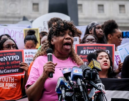 Protesters march and rally on the fifth anniversary of the death of Eric Garner in New York