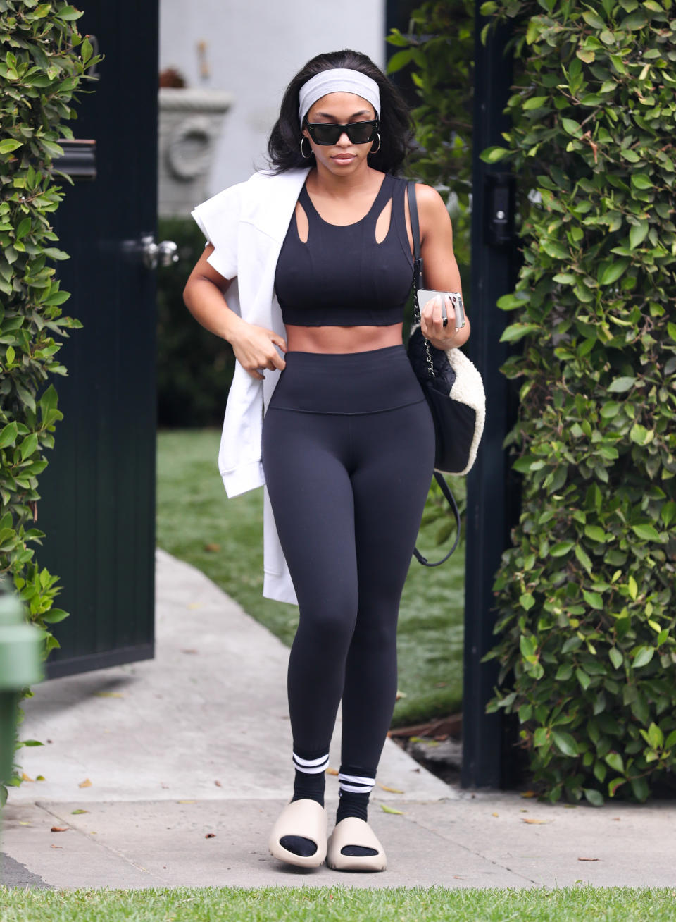 Lori Harvey leaves a Pilates class in Los Angeles, California. - Credit: BG023/Bauergriffin.com / MEGA