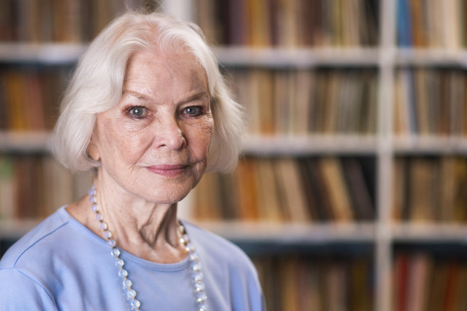 FILE - Ellen Burstyn poses for a portrait in the Paul Newman Library of the Actors Studio on Sept. 28, 2019, in New York. Burstyn turns 88 on Dec. 7. (Photo by Charles Sykes/Invision/AP, File)