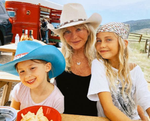 <p>Kate Hudson/Instagram</p> Goldie Hawn and her granddaughters