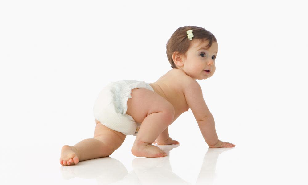 baby girl crawling