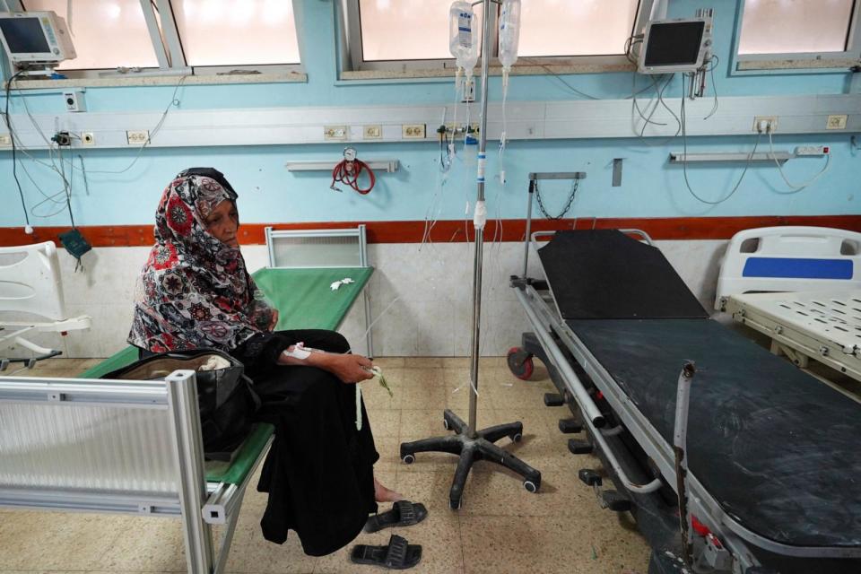 PHOTO: A Palestinian woman receives medical care at the European hospital in Khan Younis in the southern Gaza Strip on May 17, 2024, amid the ongoing conflict in the Palestinian territory between Israel and the militant group Hamas. (AFP via Getty Images)